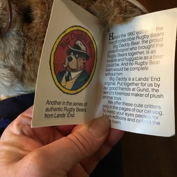 Vintage Gund Lands' End Teddy Big Daddy Authentic Rugby Bear 1992 With Tags MB - Picture 6 of 8